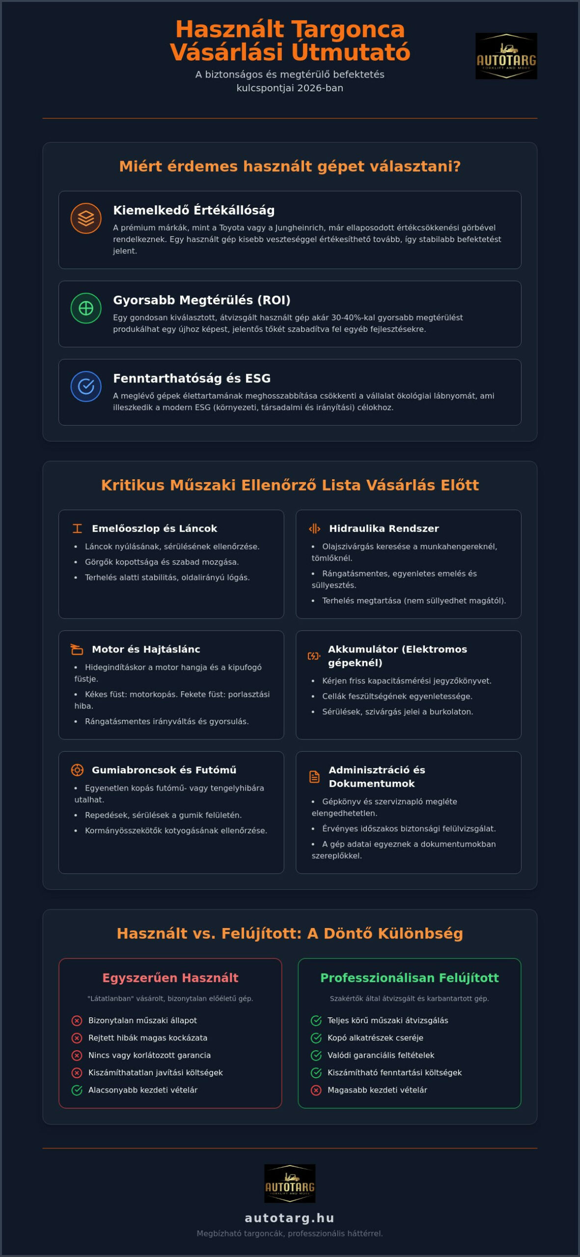 Használt targonca vásárlási útmutató profiknak: Hogyan válasszunk megbízható gépet 2026-ban?
